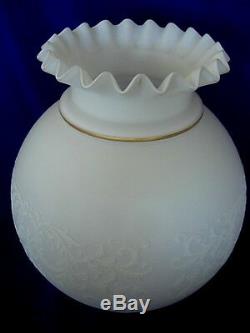 Vintage Large VIANNE VV Satin Glass Lamp Ruffle Globe / Shade Made in France