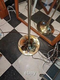 Vintage Laurel Floor Lamp Mushroom Shade Brass Tulip Light Mid Century Modern