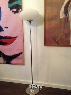 Vintage Laurel Floor Lamp Mushroom Shade Chrome Tulip Light Mid Century Modern