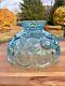 Vintage Le Smith Moon & Stars Ice Blue Glass Oil Lamp Shade 10x5.5