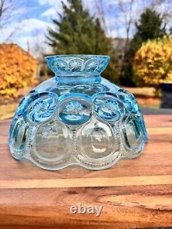 Vintage Le Smith Moon & Stars Ice Blue Glass Oil Lamp Shade 10x5.5