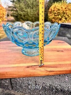 Vintage Le Smith Moon & Stars Ice Blue Glass Oil Lamp Shade 10x5.5