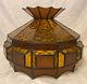 Vintage Leaded Amber Stained Glass Lamp Shade Large 13h 18.5d Root Beer Glass