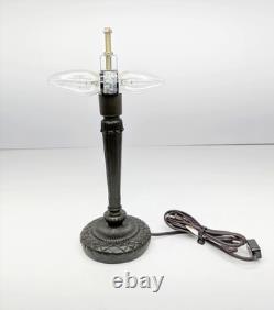 Vintage Leaded Art Glass Table Lamp Autumn Leaves Berries 17 Tall 12 Shade
