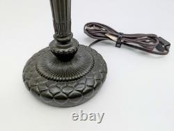 Vintage Leaded Art Glass Table Lamp Autumn Leaves Berries 17 Tall 12 Shade