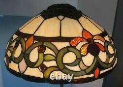 Vintage Leaded Stained & Slag Glass Bridge Lamp or Celing Light Shade15 1/2