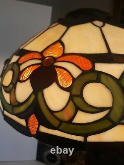 Vintage Leaded Stained & Slag Glass Bridge Lamp or Celing Light Shade15 1/2