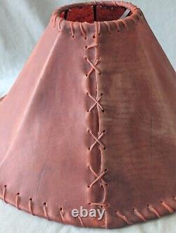 Vintage Leather Rawhide Skin 20 Lamp Shade Wrought Iron Decor Handmade Western