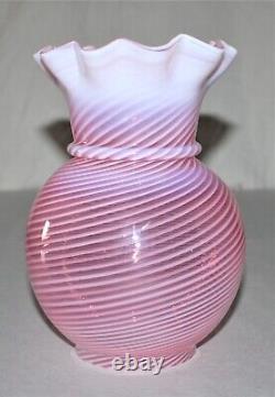 Vintage Limited Fenton Cranberry Spiral Opalescent Glass Lamp Shade Rare
