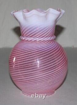 Vintage Limited Fenton Cranberry Spiral Opalescent Glass Lamp Shade Rare