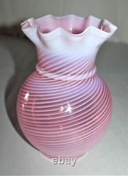 Vintage Limited Fenton Cranberry Spiral Opalescent Glass Lamp Shade Rare