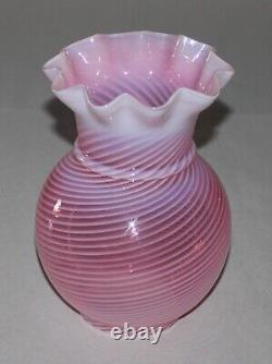 Vintage Limited Fenton Cranberry Spiral Opalescent Glass Lamp Shade Rare