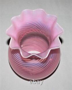 Vintage Limited Fenton Cranberry Spiral Opalescent Glass Lamp Shade Rare