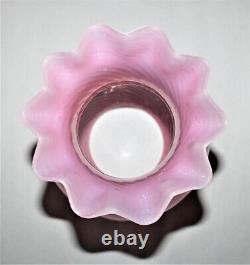 Vintage Limited Fenton Cranberry Spiral Opalescent Glass Lamp Shade Rare