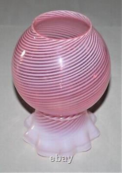 Vintage Limited Fenton Cranberry Spiral Opalescent Glass Lamp Shade Rare