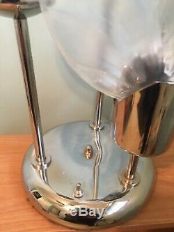 Vintage Lollipop Lamp Tri Shade Glass Shell Shades Chrome Base Table Lamp