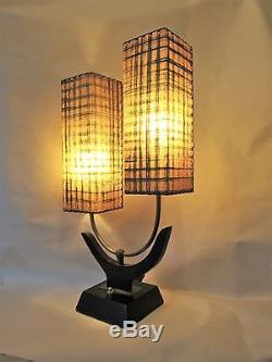 Vintage MAJESTIC Table Lamp Original Fiberglass Shades Mid Century Modern Atomic