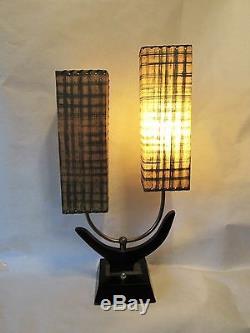 Vintage MAJESTIC Table Lamp Original Fiberglass Shades Mid Century Modern Atomic
