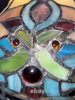 Vintage MATCHING PAIR Tiffany Style Lamp 31 Antique Roadshow Dog Owl In Shade