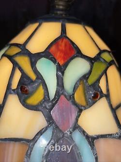 Vintage MATCHING PAIR Tiffany Style Lamp 31 Antique Roadshow Dog Owl In Shade