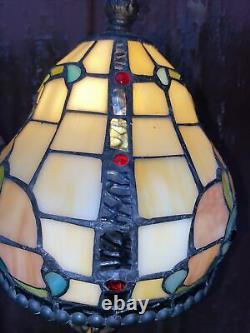 Vintage MATCHING PAIR Tiffany Style Lamp 31 Antique Roadshow Dog Owl In Shade