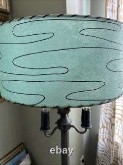 Vintage MCM 50s Green Fiberglass Lamp Shade Mid Century Atomic Free Ship