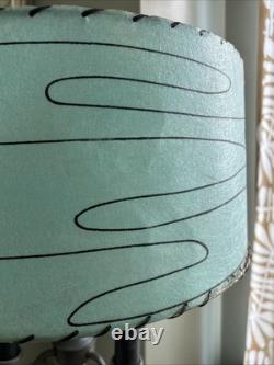 Vintage MCM 50s Green Fiberglass Lamp Shade Mid Century Atomic Free Ship