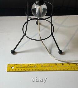 Vintage MCM 50s Retro Starburst Atomic Space Table Lamp Metal, Fiberglass Shade