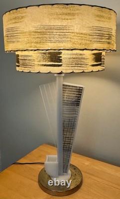 Vintage MCM Acrylic Lamp Fibrerglass Shade Mid Century Modern Lighting 50s 60s