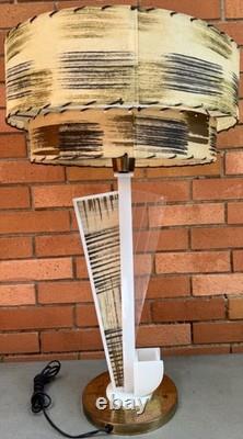 Vintage MCM Acrylic Lamp Fibrerglass Shade Mid Century Modern Lighting 50s 60s