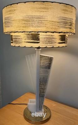 Vintage MCM Acrylic Lamp Fibrerglass Shade Mid Century Modern Lighting 50s 60s