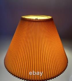 Vintage MCM Beige Woven Fabric Pleated Lamp Shade 9.25 Tall 17.75 Wide