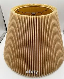 Vintage MCM Beige Woven Fabric Pleated Lamp Shade 9.25 Tall 17.75 Wide