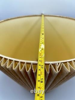 Vintage MCM Beige Woven Fabric Pleated Lamp Shade 9.25 Tall 17.75 Wide