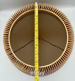 Vintage MCM Beige Woven Fabric Pleated Lamp Shade 9.25 Tall 17.75 Wide