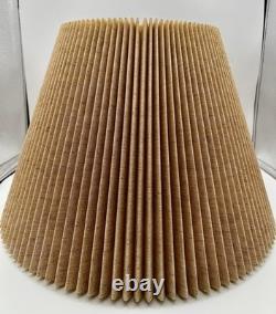 Vintage MCM Beige Woven Fabric Pleated Lamp Shade 9.25 Tall 17.75 Wide