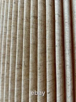 Vintage MCM Beige Woven Fabric Pleated Lamp Shade 9.25 Tall 17.75 Wide