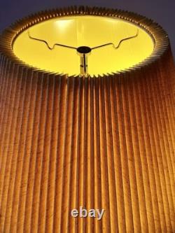 Vintage MCM Beige Woven Fabric Pleated Lamp Shade 9.25 Tall 17.75 Wide