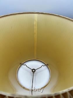 Vintage MCM Beige Woven Fabric Pleated Lamp Shade 9.25 Tall 17.75 Wide