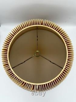 Vintage MCM Beige Woven Fabric Pleated Lamp Shade 9.25 Tall 17.75 Wide