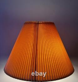 Vintage MCM Beige Woven Fabric Pleated Lamp Shade 9.25 Tall 17.75 Wide