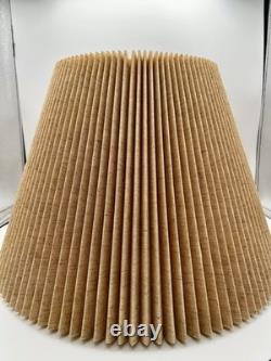 Vintage MCM Beige Woven Fabric Pleated Lamp Shade 9.25 Tall 17.75 Wide