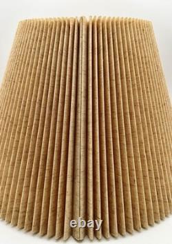 Vintage MCM Beige Woven Fabric Pleated Lamp Shade 9.25 Tall 17.75 Wide
