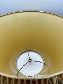 Vintage MCM Beige Woven Fabric Pleated Lamp Shade 9.25 Tall 17.75 Wide
