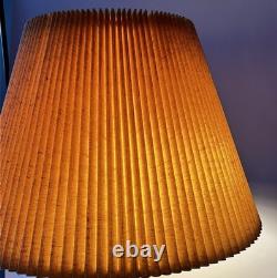 Vintage MCM Beige Woven Fabric Pleated Lamp Shade 9.25 Tall 17.75 Wide