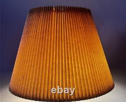 Vintage MCM Beige Woven Fabric Pleated Lamp Shade 9.25 Tall 17.75 Wide