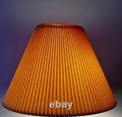 Vintage MCM Beige Woven Fabric Pleated Lamp Shade 9.25 Tall 17.75 Wide