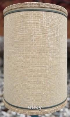 Vintage MCM Blue Striped Ceramic Lamp & Shade Mid Century Modern Lighting 1960s