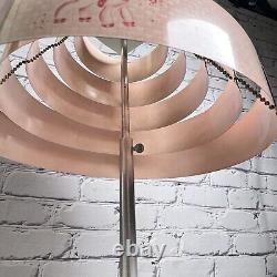 Vintage MCM Children's Pink 5 Tier Round Tin Blind Drop Shade Venetian Lampshade