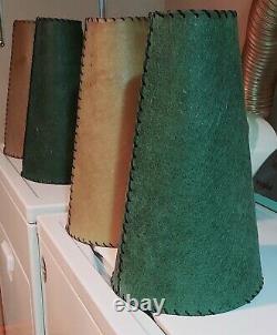 Vintage MCM Cone Lamp Shades Fiberglass 14x9x4 Green & Tan LOT OF FOUR